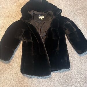 Michael Kors Luxurious Black Faux Fur Puffer Coat